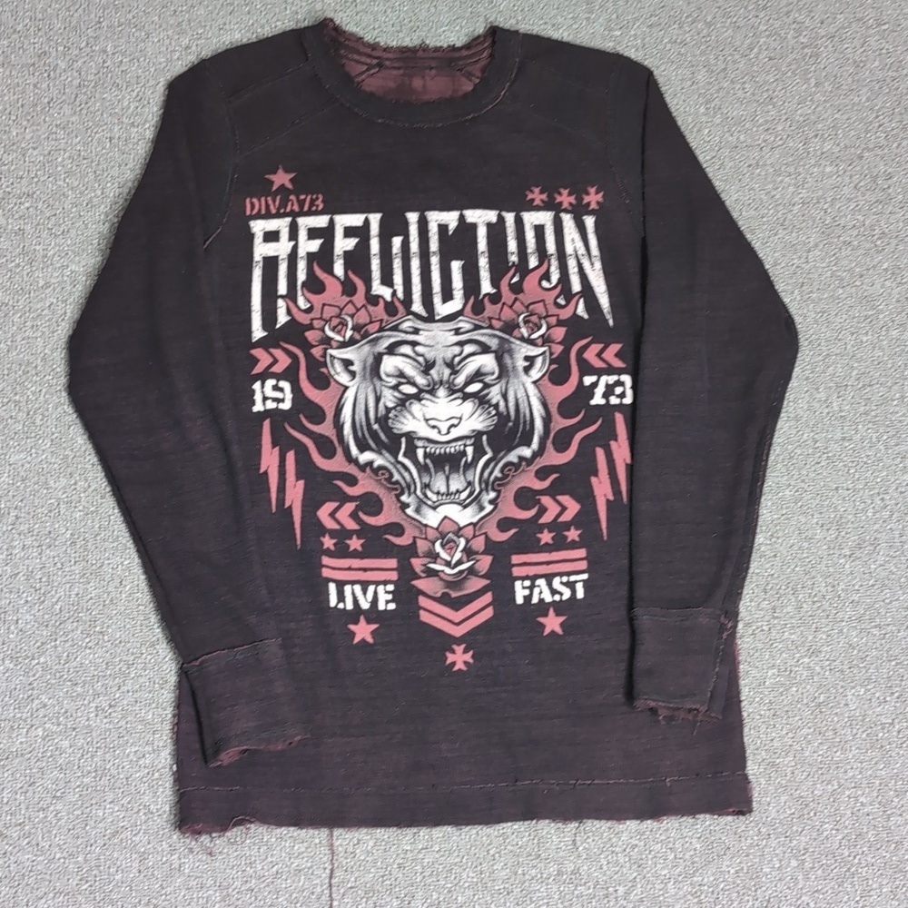Affliction Reversible Thermal Size Medium In Dark Purple Tiger/Native Headdress